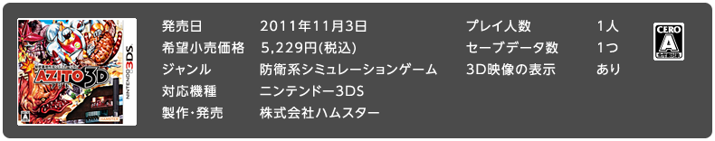 :2011N113 ]i:5,229~(ō) W:hqnV~[VQ[ Ή@:jeh[3DS E:ЃnX^[ vCl:1l Z[uf[^:1 3Df̕\: CEROR:A(SNΏ)